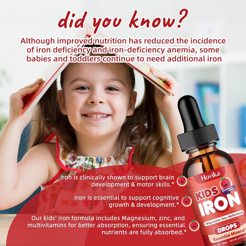 Liquid Iron Supplement for Kids & Women Men - with Magnesium, Zinc & Kids Multivitamin Iron Drops - Immune Support, Blood Builder & Energy Support for Iron Deficiency, Anemia, Vegan 2 Fl Oz 3