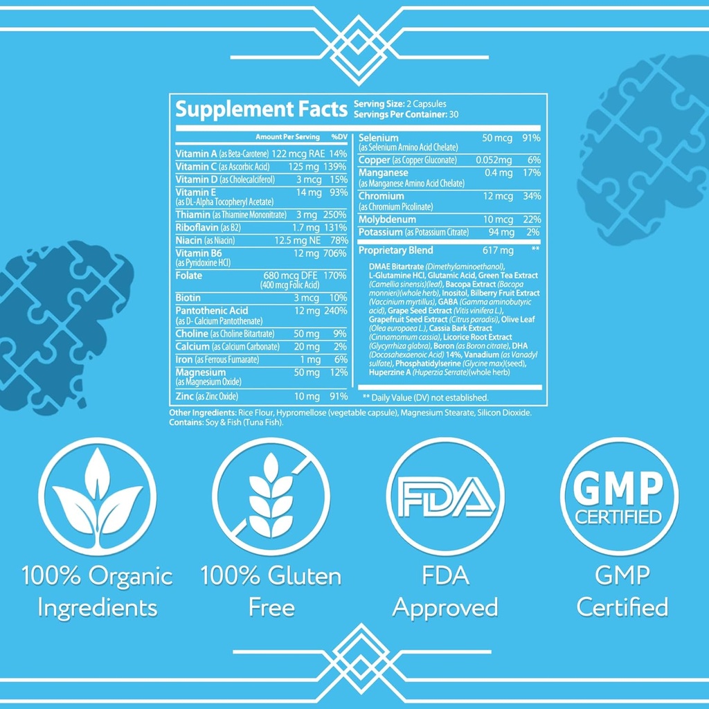 Focus Fuel Neuro Capsules: Boost Mental Clarity, Focus & Memory with DMAE, L-Glutamine & Essential Vitamins - 60 Capsules 6