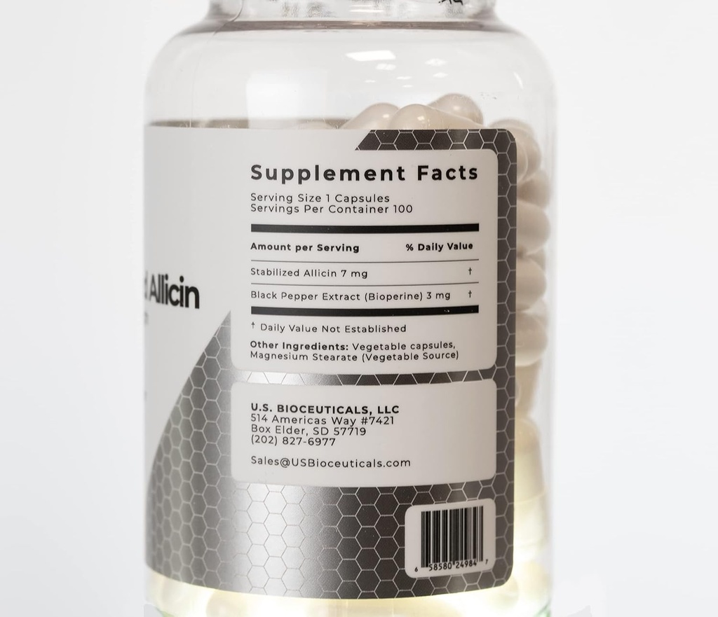 Stabilized Allicin (Non-GMO) - 700,000 mcg Allicin Per Bottle - Laboratory Tested - cGMP Certified Manufacturing 4