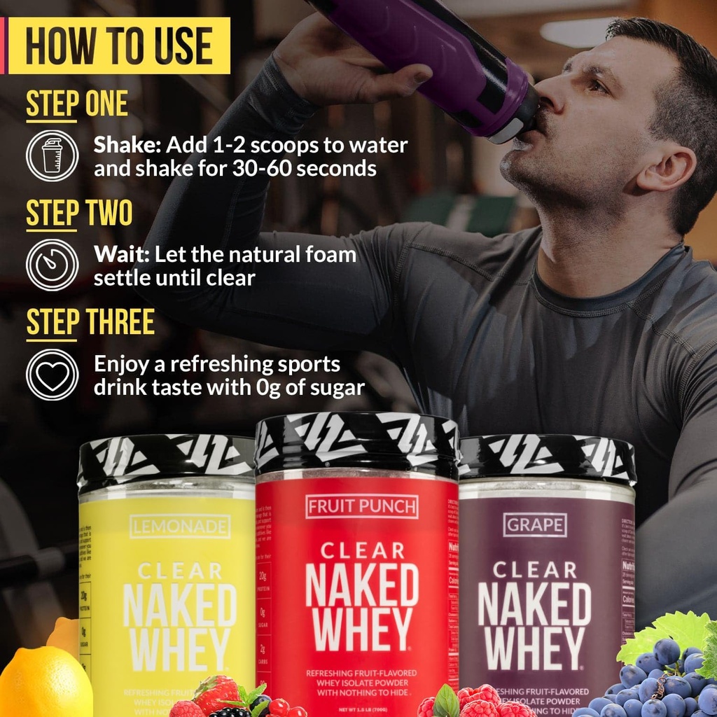 Naked Clear Whey Protein Isolate, Fruit Punch, Iso Protein Powder, No Gmos Or Artificial Sweeteners, Gluten-Free, Soy-Free - 28 Servings 5