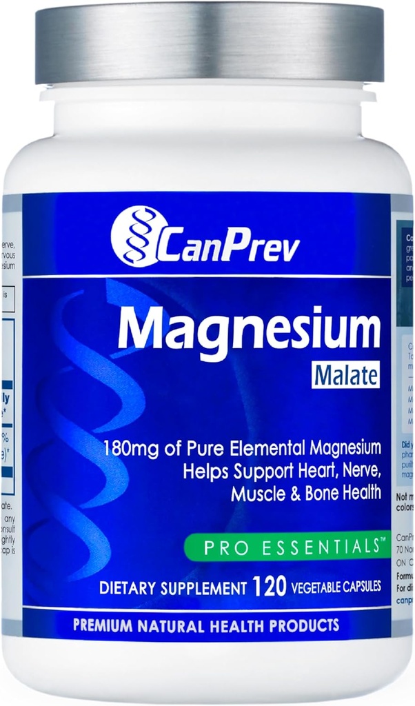 CanPrev Magnesium Malate, 120 Veg Caps, 120-Day Supply, 180mg Elemental Magnesium & 540mg Malic Acid, Vegan & Non-GMO, Supports Relaxation, Energy, Muscle Function, Bone Strength & Overall Well-Being 2