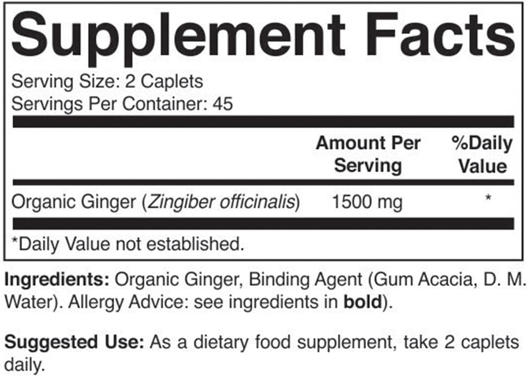 Brieofood Organic Ginger 1500mg, 45 Servings, Vegetarian, Gluten Free, 90 Vegetarian Tablets 4