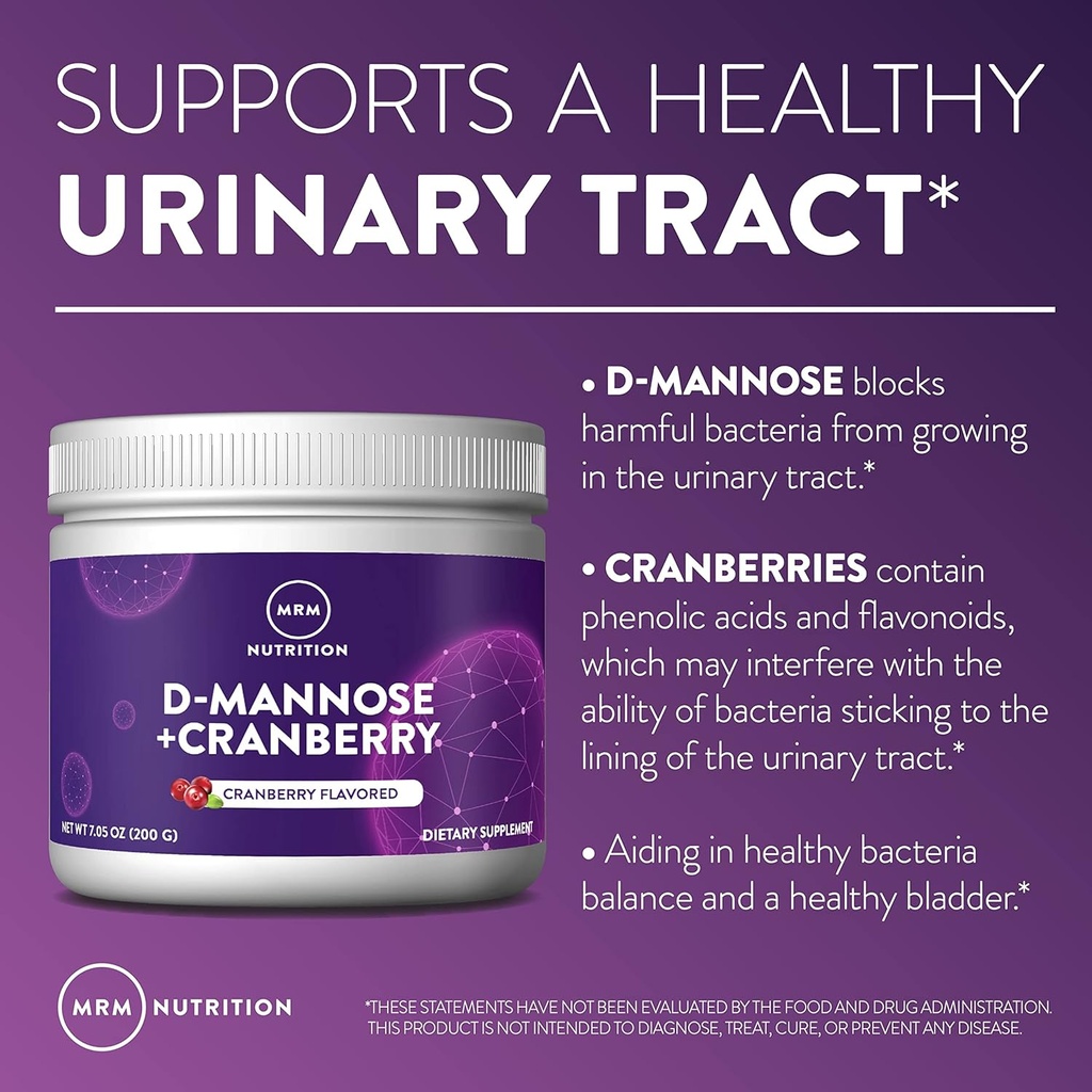 MRM Nutrition D-Mannose + Cranberry | Cranberry Flavored | Urinary Tract + Bladder Health | Low-Sugar | Gluten Free + Vegan | 40 Servings 5