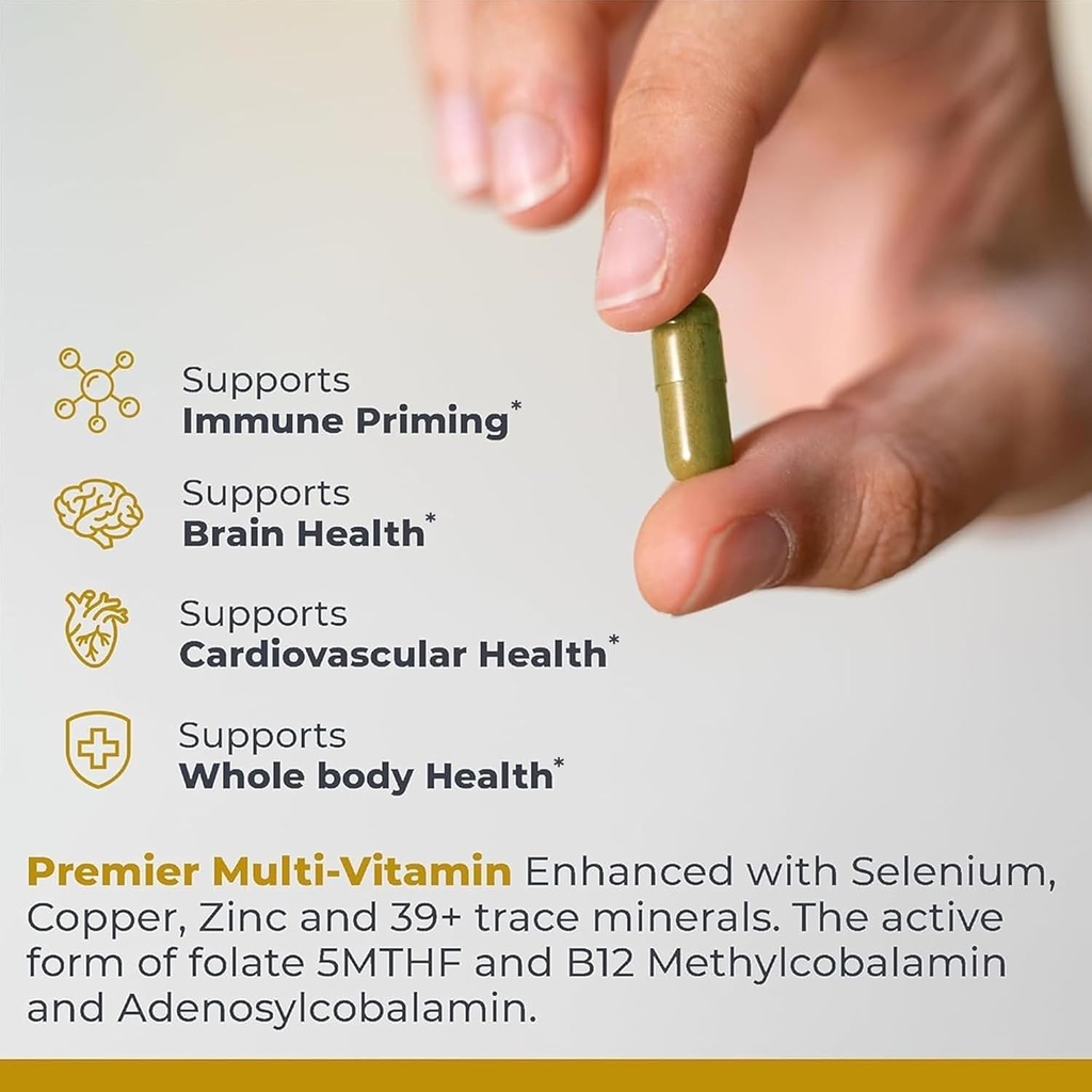 Premier Research Labs Multi-Vitamin - Immune, Brain & Heart Support | with Prebiotics and Postbiotics | Vegan Capsules for Men & Women. Gluten & Soy Free - 120 Plant-Sourced Capsules 5