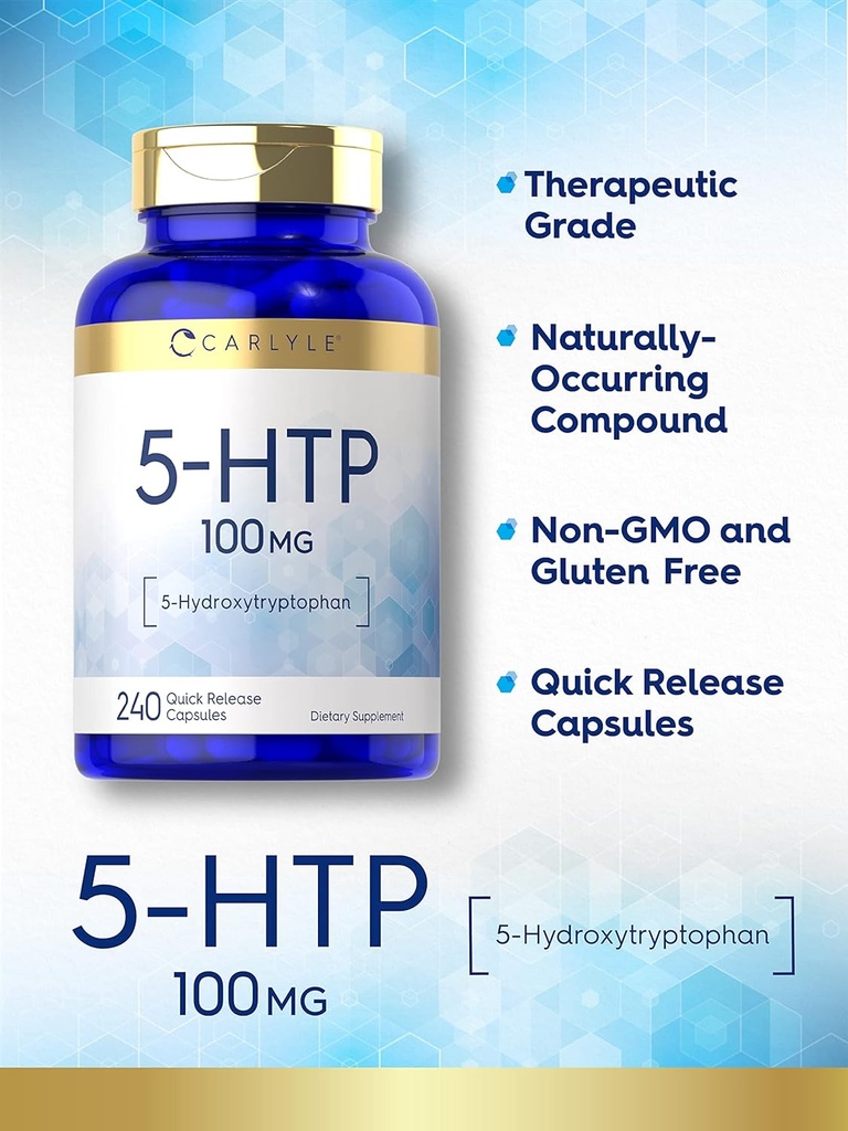 Carlyle 5HTP | 100mg | 240 Capsules | 5 Hydroxtryptophan | Non-GMO & Gluten Free Supplement 4
