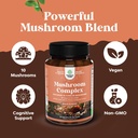 Advanced Mushroom Complex Capsules - 10X Lions Mane Supplement Capsules with Reishi, Chaga, Maitake & Shiitake for Brain Health Memory Support & Focus - Nootropic for Mental Clarity - 60 Caps 5