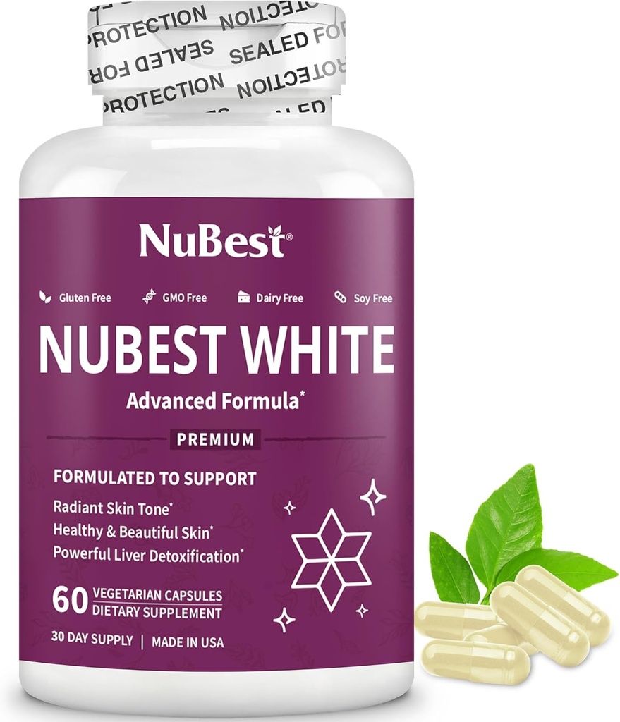 NuBest White - Glutathione 400mg & Milk Thistle Extract - Skin Brightening Supplement - Helps Beautiful and Radiant Skin - Antioxidant Supplement & Detoxification | 1 Month Supply 2