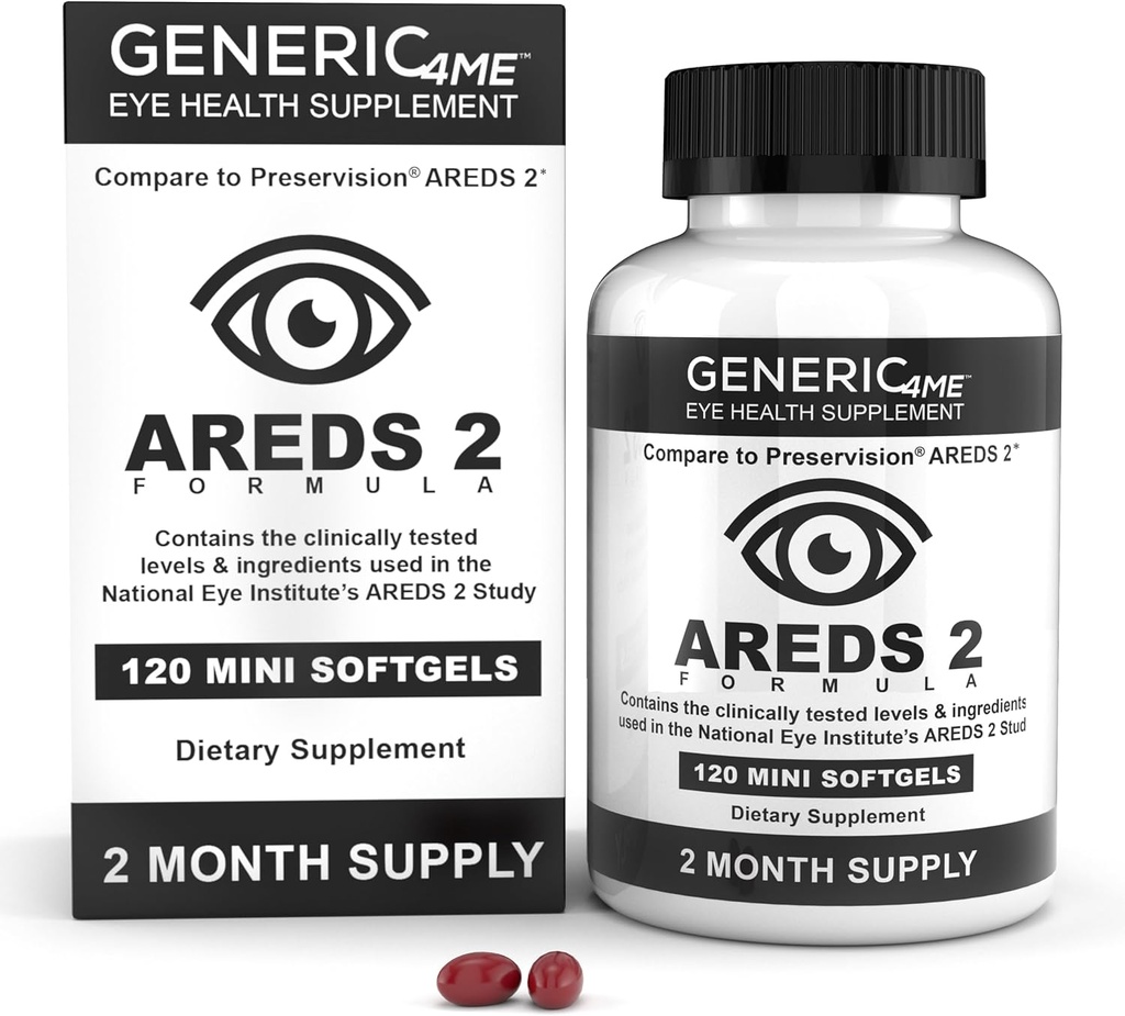 AREDS 2 SoftGels, 500 mg Vitamin C, 400 IU Vitamin E, 10 mg Lutein, 2 mg Zeaxanthin, 80 mg Zinc, 2 mg Copper - Supports Eye Health - 120 Mini SoftGels (Two Month Supply) 2