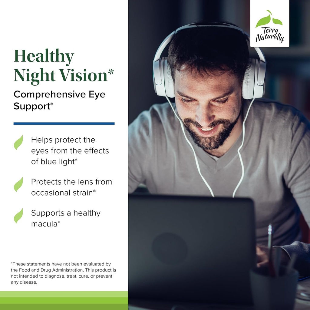 Terry Naturally Healthy Night Vision - Antioxidant Supplement to Support Eye Health & Aids Against Eye Fatigue - Vision Health Supplement to Support Healthy Macula with Zinc & Vitamin A - 60 Capsules 4