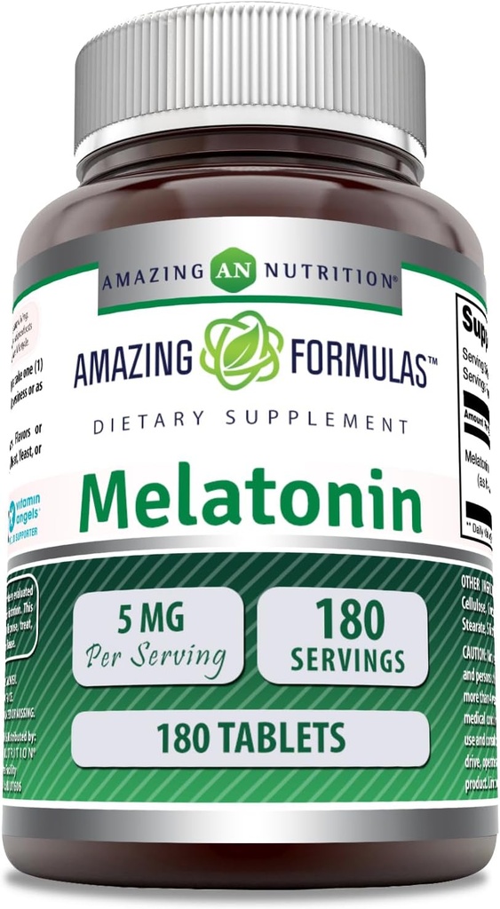 Amazing Formulas Melatonin Supplement | Unflavored | 5 Mg | 180 Tablets | Non-GMO | Gluten Free | Made in USA 2