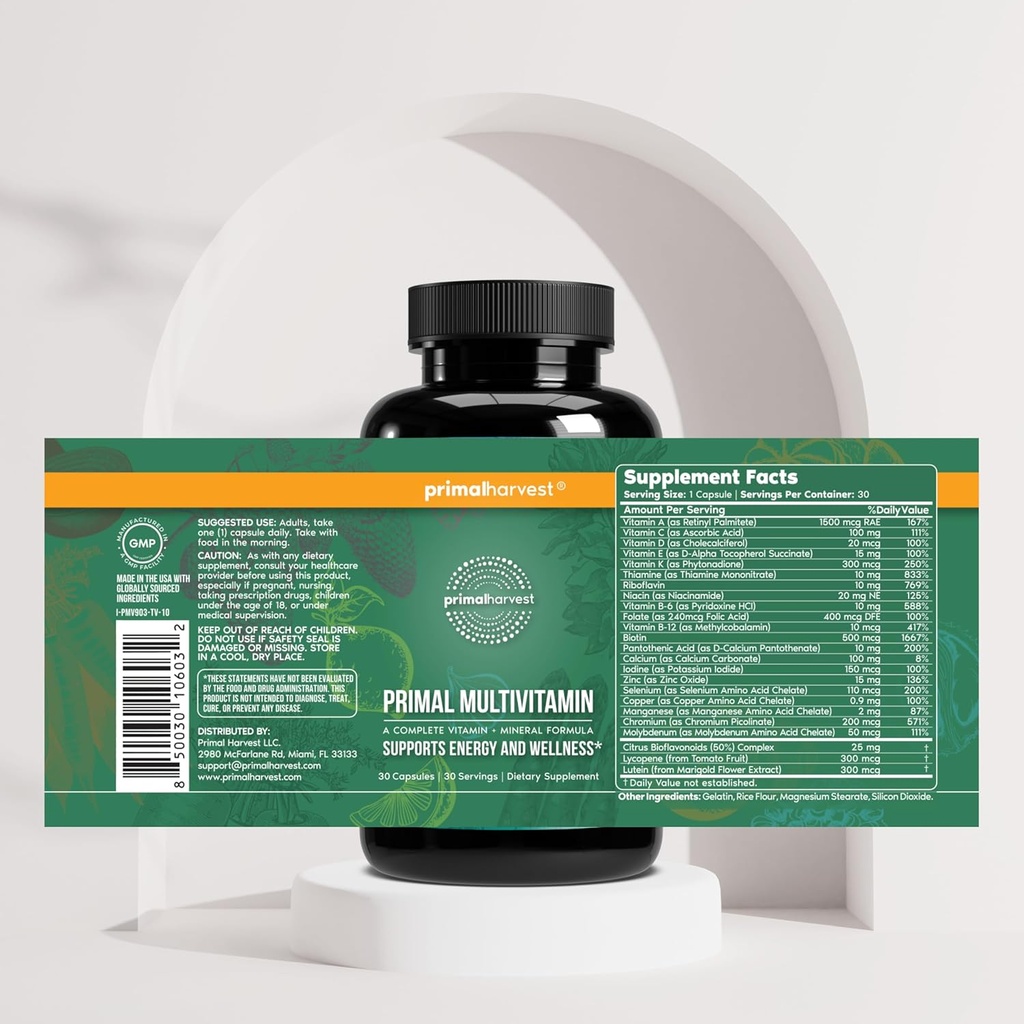 Primal Harvest Gut Restore & Multivitamin Supplements for Women and Men Multi Vitamin Capsules and Colon Cleanse Pills Bundle 6