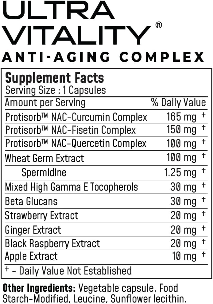 UltraVitality Longevity Support Formula – Fisetin, Curcumin, Quercetin & Beta-Glucan – Supports Cellular & Cognitive Health Healthy Aging – 60 Capsules 2