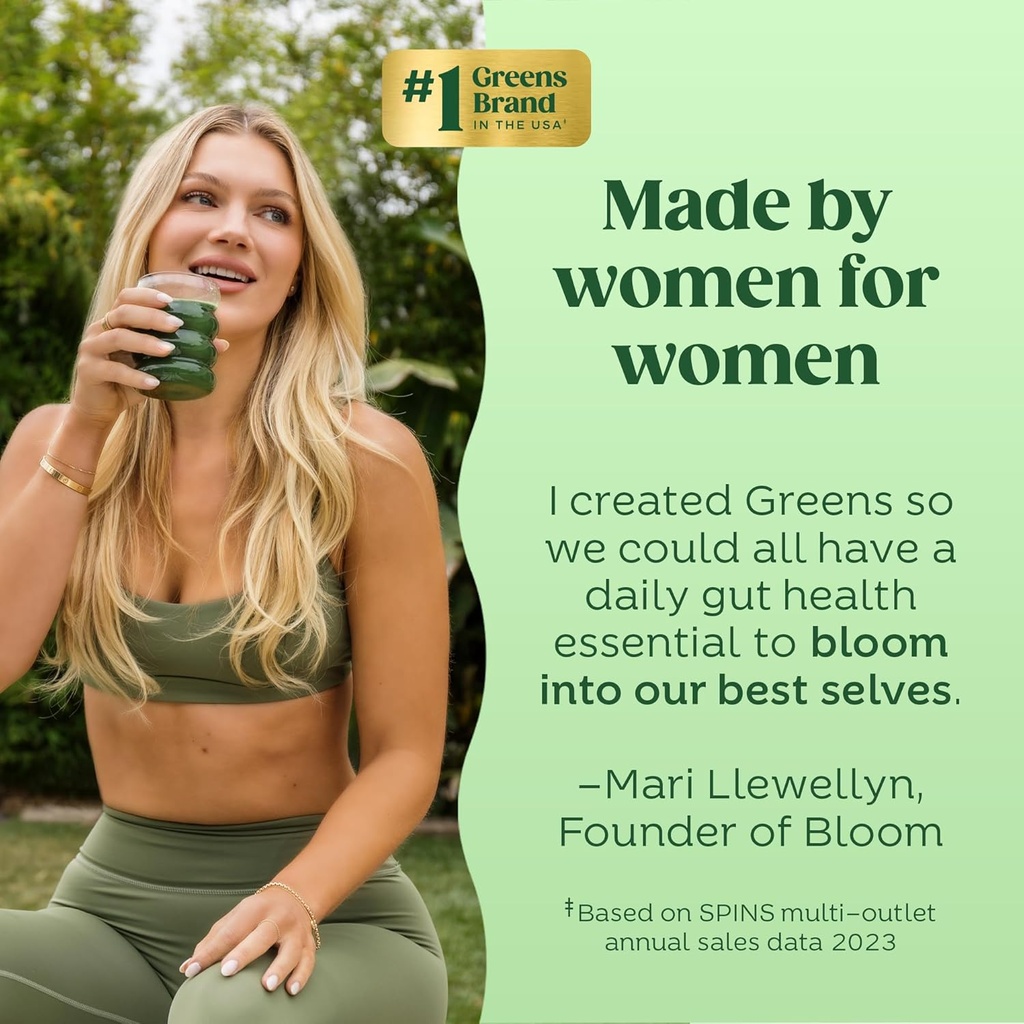 Bloom Nutrition Superfood Greens Powder, Digestive Enzymes with Probiotics and Prebiotics, Gut Health, Bloating Relief for Women, Chlorella, Green Juice Mix with Beet Root Powder, 25 SVG, Apple Cider 6