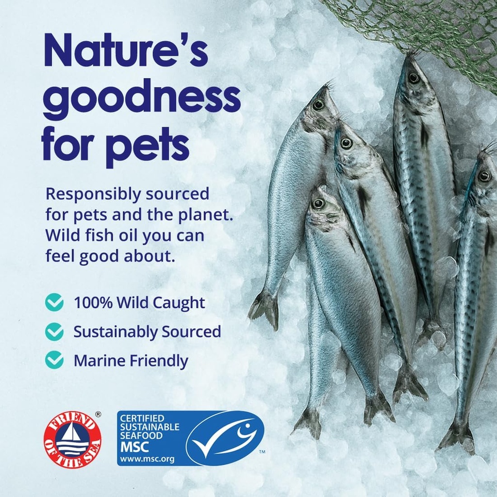 Liquid Fish Oil for Dogs with Omega 3, 6 & 9 Fatty Acids, Wild Caught from Iceland, Skin and Coat Supplement for Shedding, Itchy Skin, Allergies, Brain and Heart Health, Rich in EPA + DHA - 32 oz 4