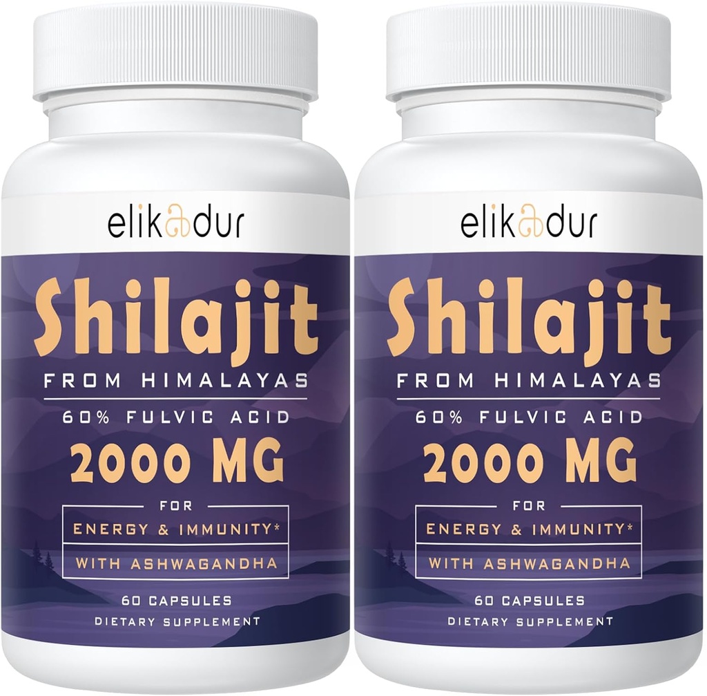 2000 MG Shilajit Supplement, 100% Pure Shilajit with 85+ Trace Minerals & 60% Fulvic Acid, Boost Energy & Immunity, Vegan, Natural, 120 Capsules 2