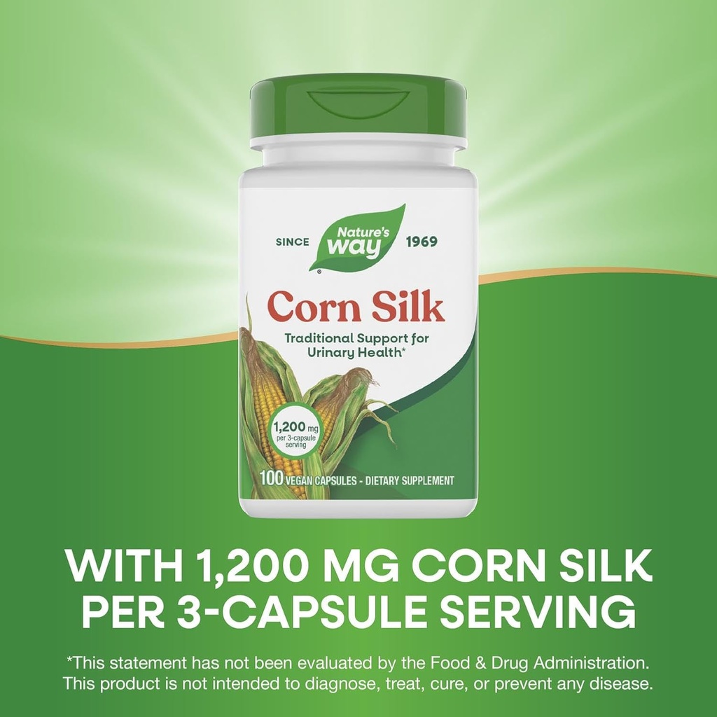 Nature's Way Corn Silk - 1,200 mg per 3-Capsule Serving - Traditional Urinary Health Support* - Corn Silk Dietary Supplement - Vegan & Gluten Free - 100 Vegan Capsules 6