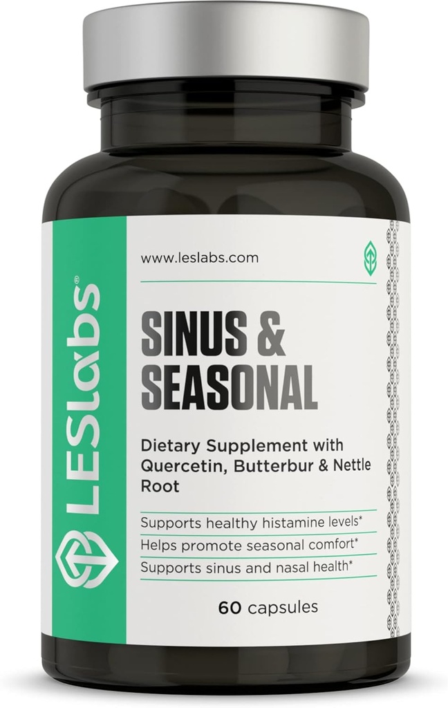 LES Labs Sinus & Seasonal – Sinus Relief, Nasal Health, Balanced Histamine Response, Clear Lungs & Respiratory Health – Butterbur, Quercetin, Nettle Root & Bromelain – Non-GMO Supplement – 60 Capsules 2
