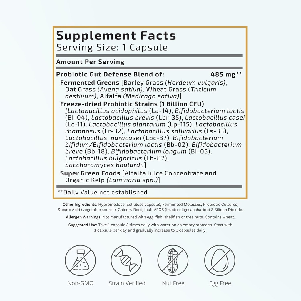 VTC VitaTradingCo. Probiotic Gut Defense | Probiotics and Prebiotics for Gut Health & Digestion | 1 Billion CFU with Whole Food Base | 90 Capsules 3