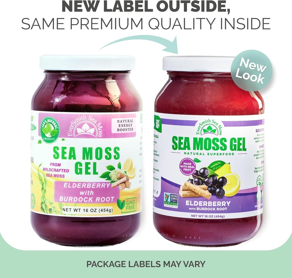 Wildcrafted Irish Sea Moss Gel | Made in USA | Rich in Vitamins & Minerals | Sea Moss Gel Raw | Nutritional Supplement | Elderberry (16 oz) 3