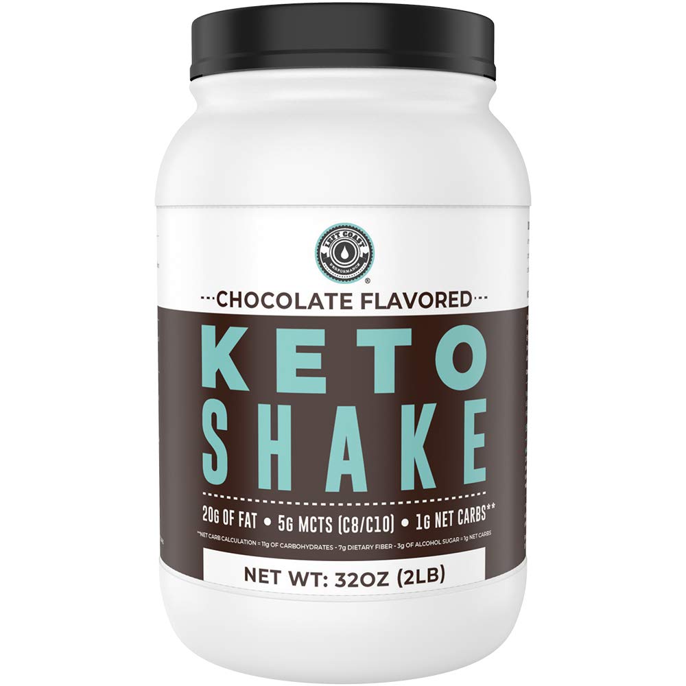 Keto Meal Replacement Shakes, Chocolate, 2lbs, Low Carb Keto Protein Shake Mix, MCT Powder, Grass Fed Hydrolyzed Collagen Peptides, Keto Breakfast Shake, 20g Fat, 14g Protein, 1 Net Carb, Zero Sugar 2
