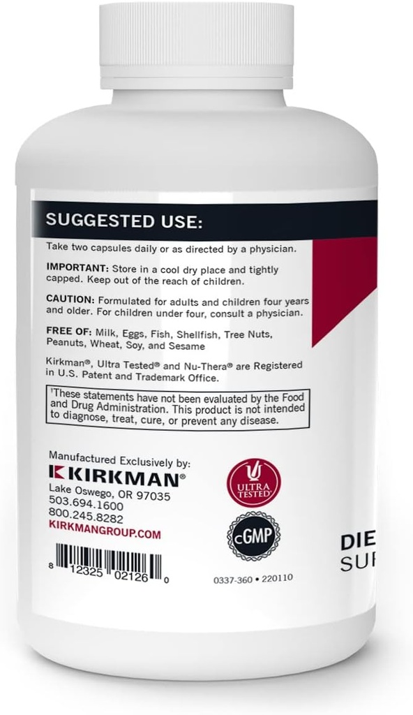 Kirkman - Super Nu-Thera - 360 Capsules - Comprehensive Multivitamin - with Vitamin B6 & Magnesium - Hypoallergenic 4