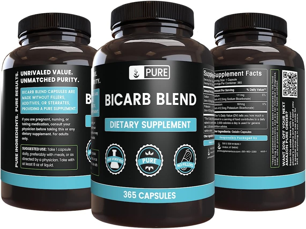 PURE ORIGINAL INGREDIENTS Bicarb Blend (365 Capsules) No Magnesium Or Rice Fillers, Always Pure, Lab Verified 3