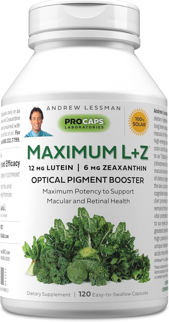 ANDREW LESSMAN Maximum L+Z 120 Softgels - 12mg Lutein, 6mg Zeaxanthin, Key Nutrients to Support Eye and Brain Health, and Promote Healthy Vision. No Additives. Easy to Swallow Softgels 2