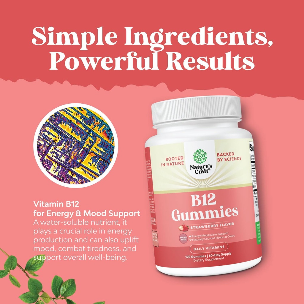 Vitamin B12 Gummies for Adults - Sugar Free Vitamin B12 1000 mcg Chewable Gums for Energy & Mood Support Immune & Nerves Health - Kosher Non-GMO & Gluten Free Supplement for Women & Men - 120 Count 6