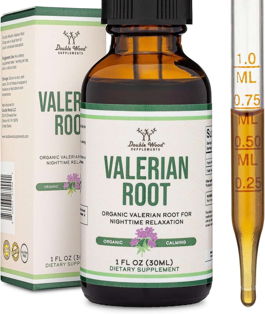 Valerian Root Drops for Sleep - Organic Valerian Root Tincture Extract 168mg - 1 FL OZ, 30 Servings (Better Absorbed Than Capsules, Enhances Valerian Root Tea) for Relaxation and Calm by Double Wood 2