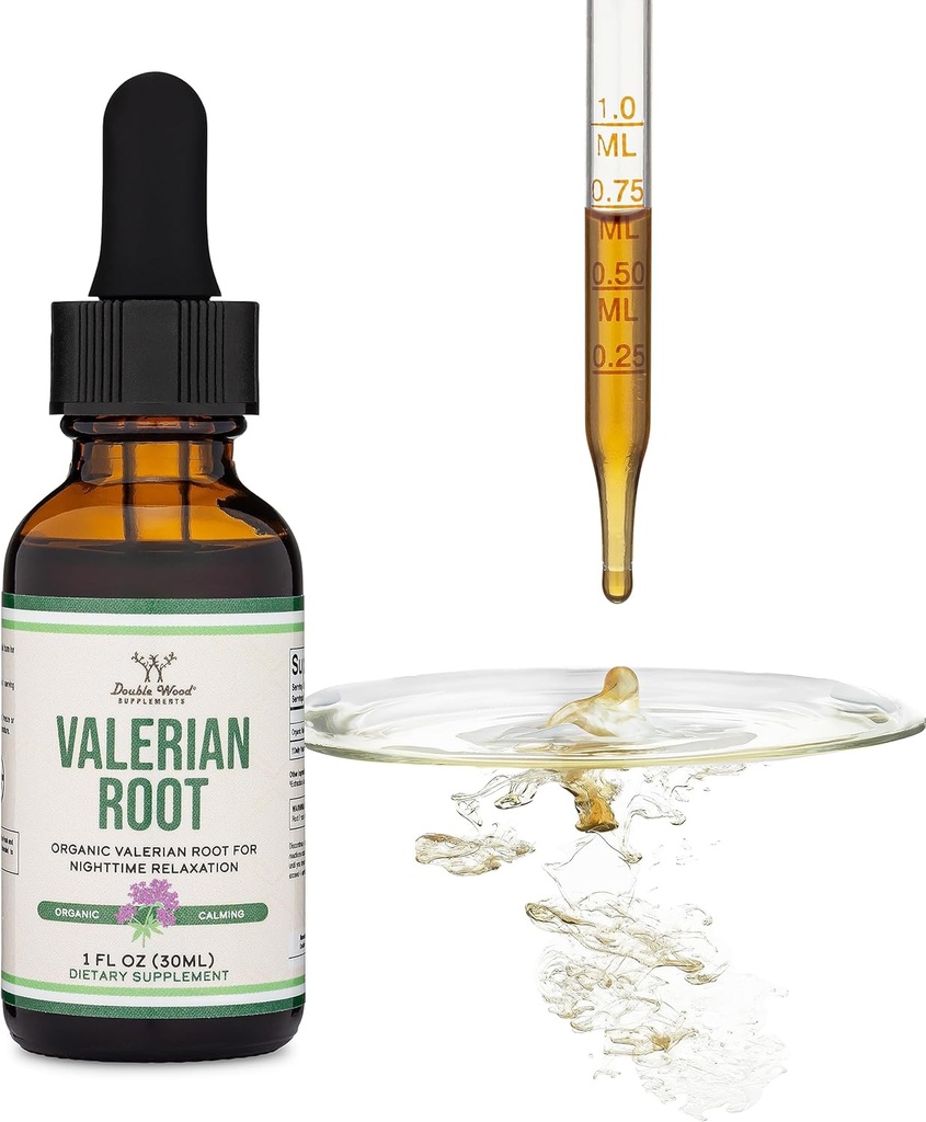 Valerian Root Drops for Sleep - Organic Valerian Root Tincture Extract 168mg - 1 FL OZ, 30 Servings (Better Absorbed Than Capsules, Enhances Valerian Root Tea) for Relaxation and Calm by Double Wood 4