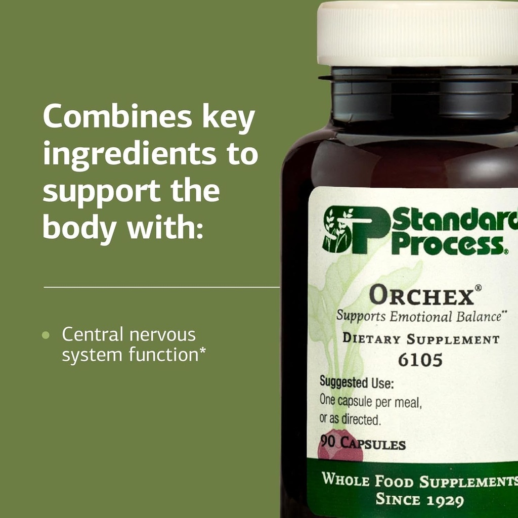 Standard Process Inc. Orchex - Whole Food Nervous System Supplements, Cholesterol, Mental Clarity and Emotional Support with Soy Protein, Ascorbic Acid, Calcium Lactate, Wheat Germ - 90 Capsules 5