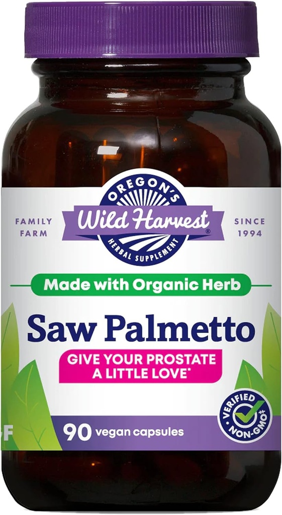Oregon's Wild Harvest Saw Palmetto Organic Capsules, 90 Count Vegetarian Capsules, 1170mg 2