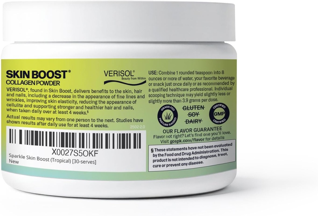 Sparkle Wellness VERISOL Bioactive Hydrolyzed Collagen Peptides | Collagen Powder Supplement with Vitamin C for Skin, Hair & Nail Health | Skin Boost (Tropical) [30-Serves] 3