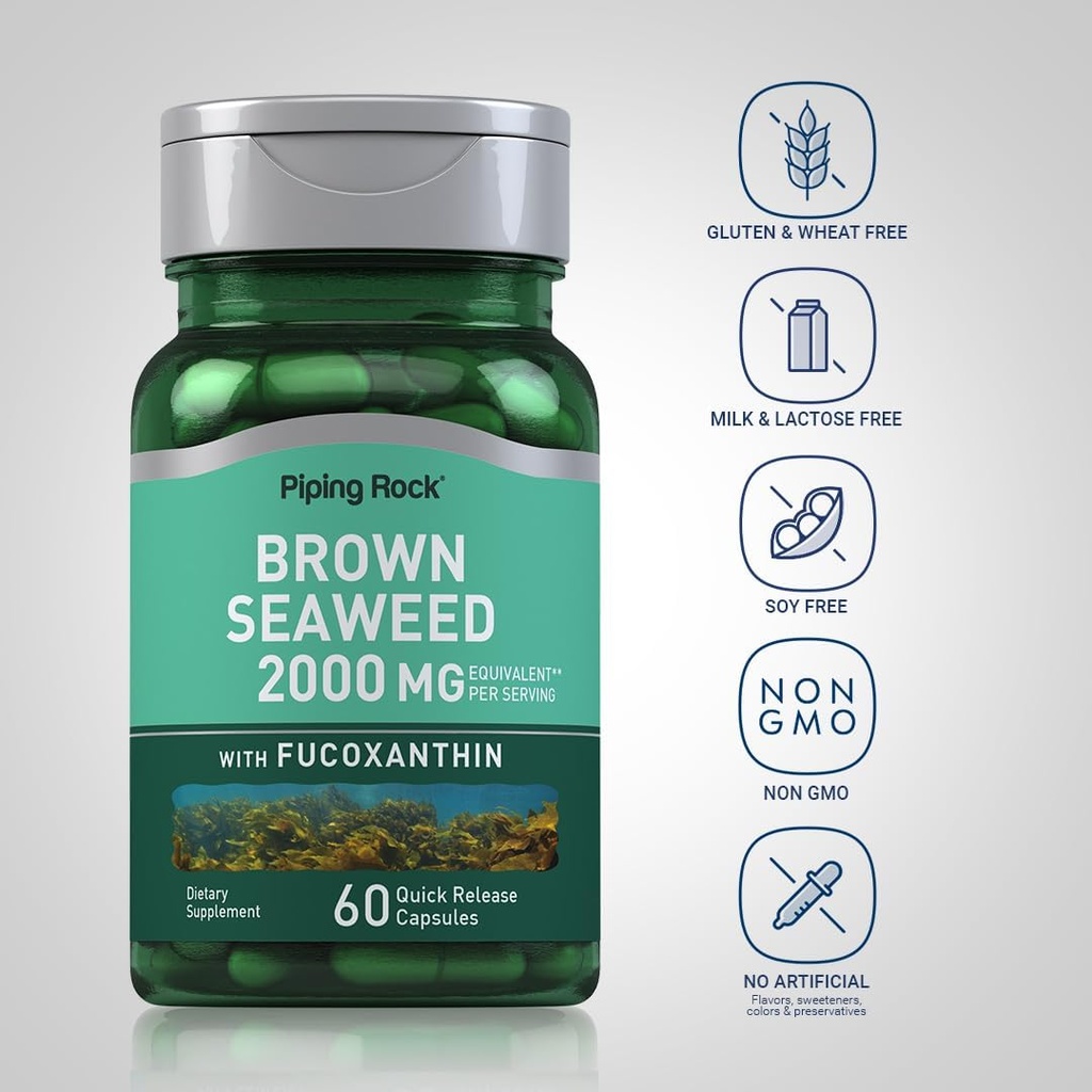 Piping Rock Brown Seaweed Capsules 2000mg | 60 Count | Fucoxanthin Extract Supplement | Non-GMO, Gluten Free 4
