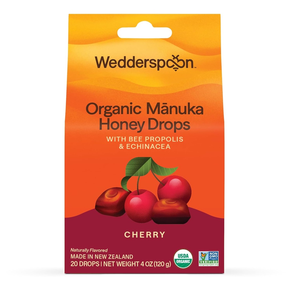 Wedderspoon Organic Manuka Honey Drops, Lemon & Bee Propolis, 20 Count (Pack of 1) | Genuine New Zealand Honey | Perfect Remedy For Dry Throats 5