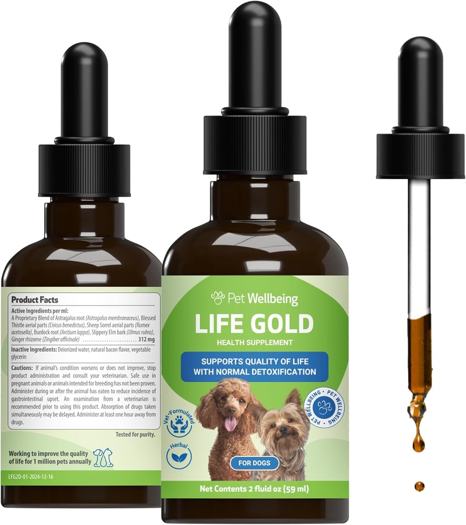 Pet Wellbeing Life Gold for Dogs - Vet-Formulated - Immune Support and Antioxidant Protection - Natural Herbal Supplement 2 oz (59 ml) 2