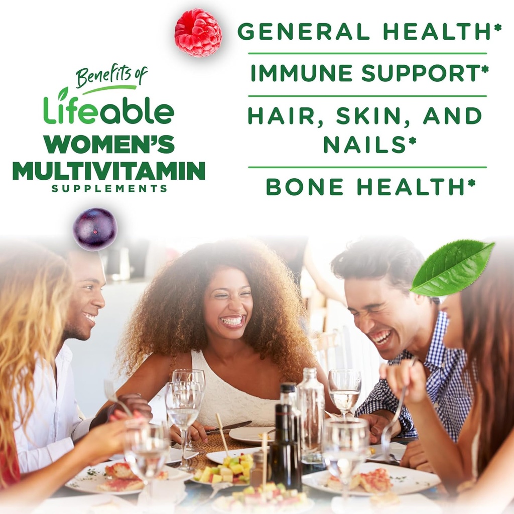 Lifeable Womens Multivitamin Gummy | with Vitamin A, C, D, E, Niacin, B6, Folate, B12, Biotin, Pantothenic Acid, Iodine, Zinc | Great Tasting Multivitamin for Women Gummies | 90 Gummies 4