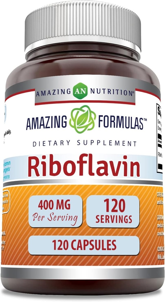 Amazing Formulas Riboflavin 400mg 120 Capsules Dietary Supplement | Non-GMO | Gluten Free | Made in USA 2