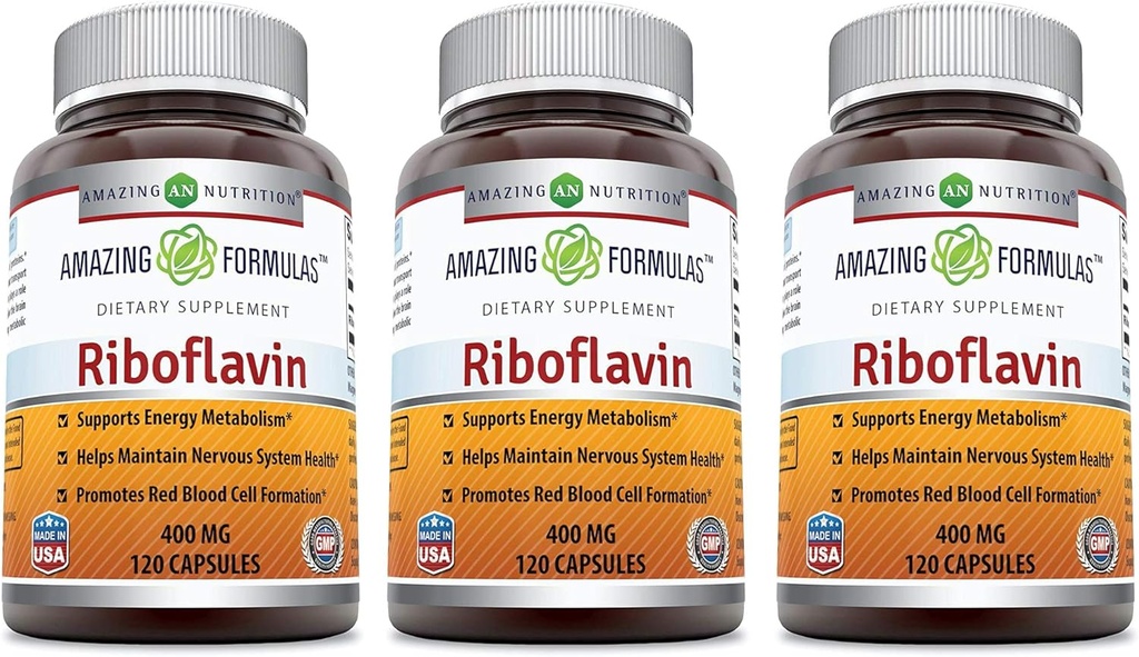 Amazing Formulas Riboflavin 400mg 120 Capsules Dietary Supplement | Non-GMO | Gluten Free | Made in USA 6