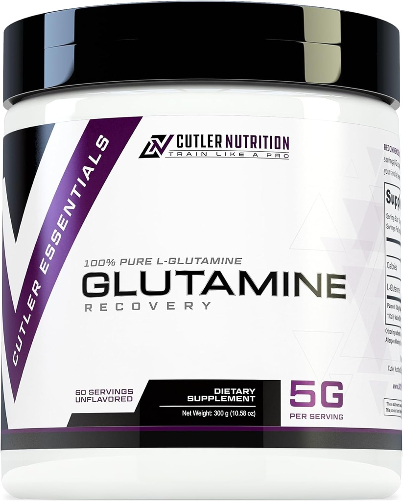 Cutler Essentials 100% Pure L-Glutamine for Enhanced Recovery, Lean Muscle Support and Improved Protein Synthesis | Unflavored, 60 Servings 2