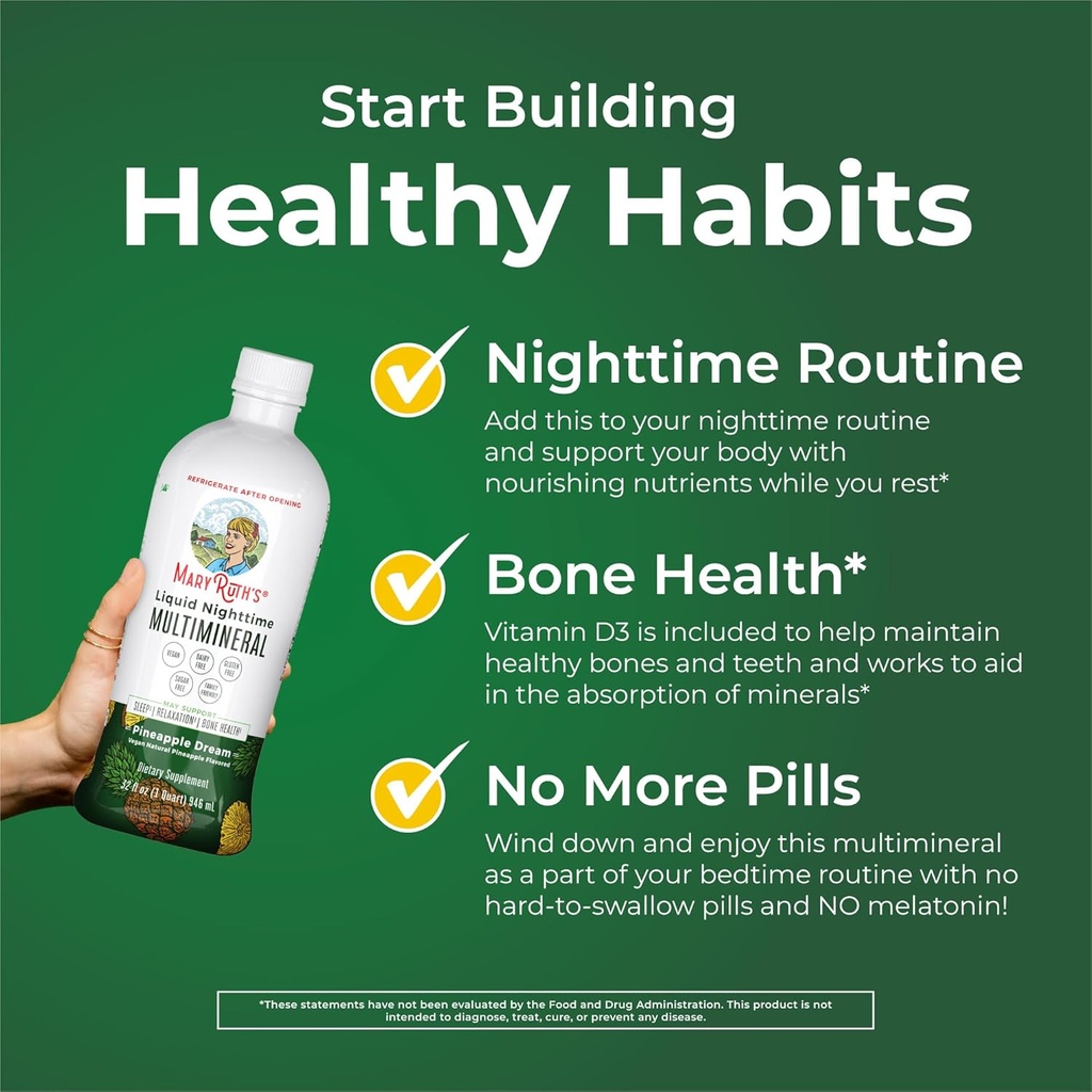 MaryRuth's Liquid Morning Multivitamin (Strawberry) & Liquid Nighttime Multimineral (Pineapple) | Clean Label Project Verified® | Vitamins & Magnesium for Energy, Bedtime, & Overall Health | Vegan 4