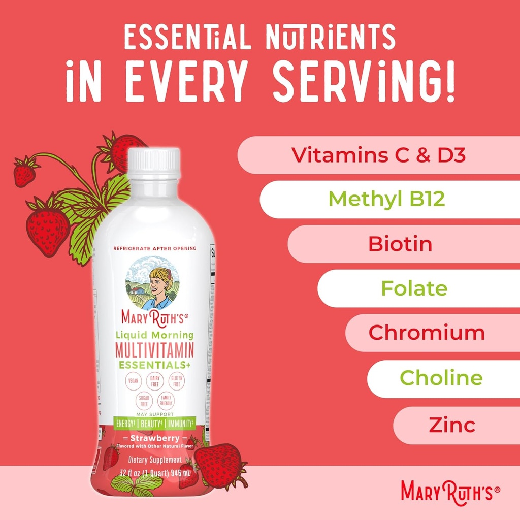 MaryRuth's Liquid Morning Multivitamin (Strawberry) & Liquid Nighttime Multimineral (Pineapple) | Clean Label Project Verified® | Vitamins & Magnesium for Energy, Bedtime, & Overall Health | Vegan 5