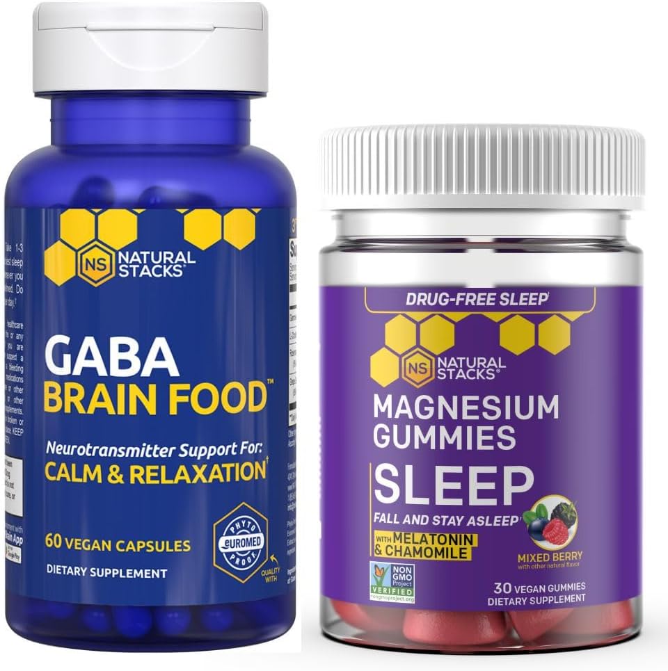 NATURAL STACKS GABA Brain Food + Sleep Magnesium Gummies Bundle - Supports Sleep & Relaxation* - 90 Total Pieces 2