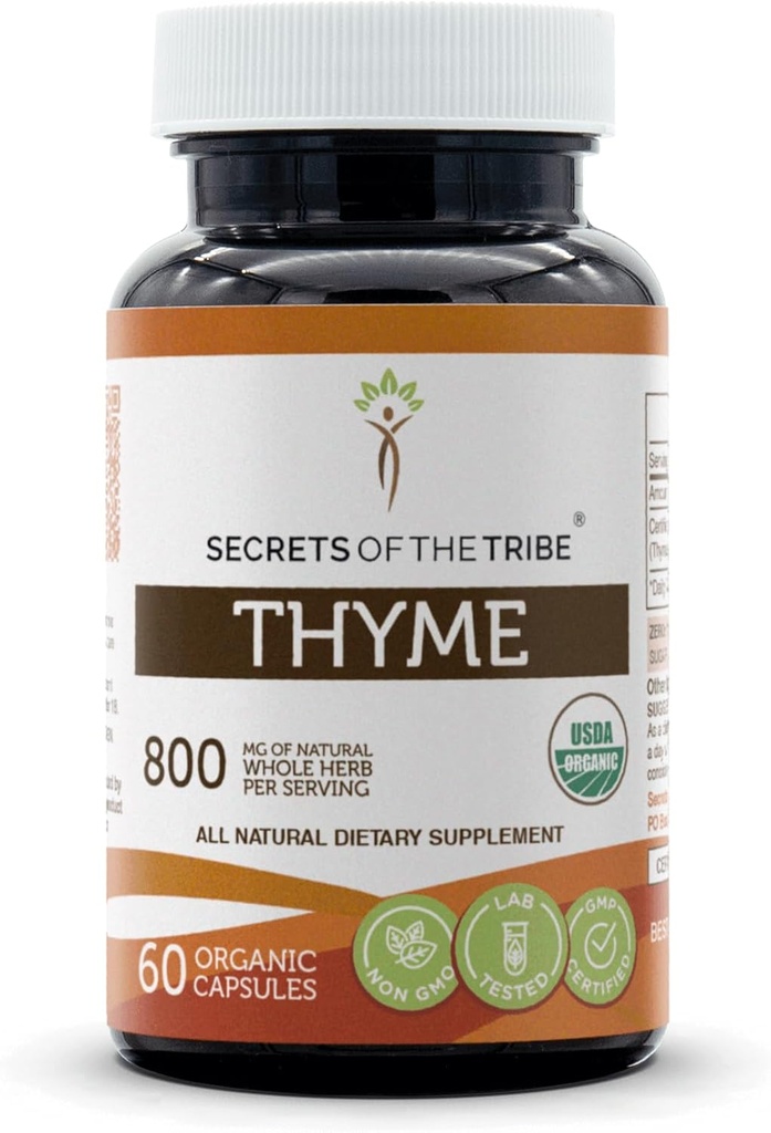 Secrets of the Tribe Thyme USDA Organic 60 Capsules | Made with Vegetarian Capsules and Certified Organic Thyme (Thymus Vulgaris) Dried Leaf (60 Capsules) 2