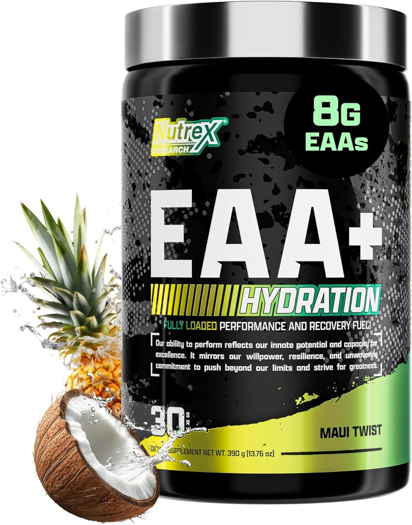 Nutrex Research EAA Hydration | EAAs + BCAAs Powder | Muscle Recovery, Strength, Muscle Building, Endurance | 8G Essential Amino Acids + Electrolytes | Maui Twist Flavor 30 Serving 2