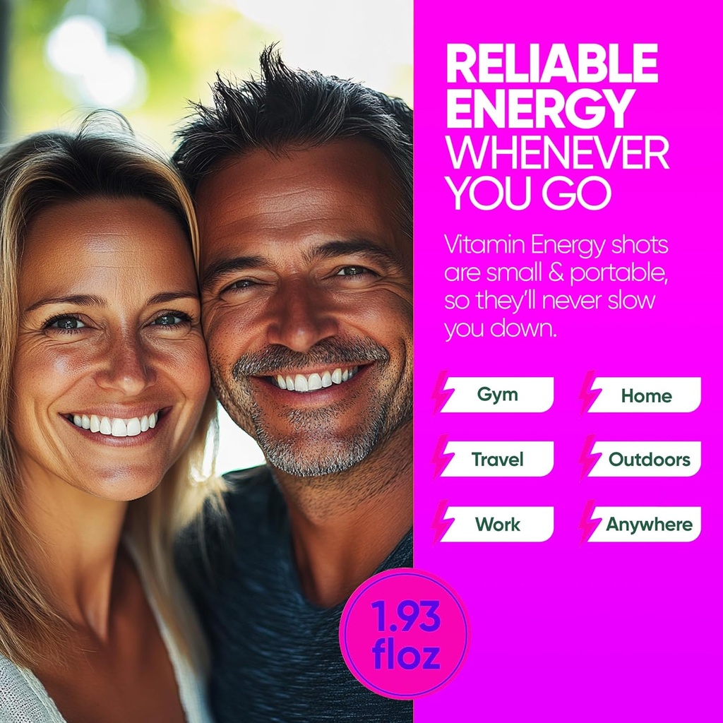 Vitamin Energy Mood+ Extra Strength Energy Shot Tropical Berry 24 Pack, 260mg Natural Caffeine, B-Vitamins, Rhodiola, Chamomile, Mood & Energy Support, Zero Sugar, Gluten-Free, Vegan, 1.93 fl oz 4