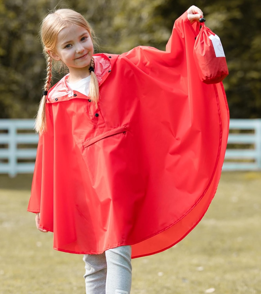 SaphiRose Lightweight Kids Rain Poncho Jacket Waterproof Outwear Rain Coat 3