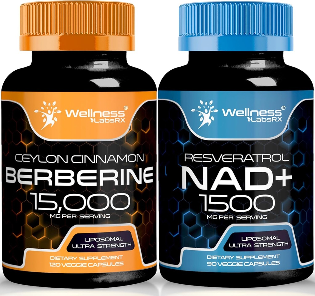 WELLNESS LABSRX NAD Supplement, 1500mg - NAD+ with Resveratrol│Berberine 1500mg - Berberine with Ceylon Cinnamon 2