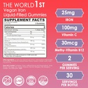 Vegan Iron Supplement for Women 25mg, Sugar Free Iron Gummies with Vitamin C, Methy B12, Folate for Energy Boost, Iron Deficiency, No After Taste, Peach Flavor - 60 Count (Pack of 2) 3