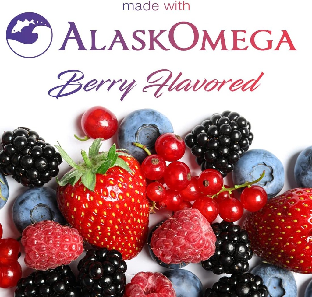 (5 Pack) Smarter Omega 3 Fish Oil, Berry Flavor, Burpless, Tasteless, 2000mg, Potent Triple Strength DHA EPA Brain Omega-3, Made with AlaskOmega® 4